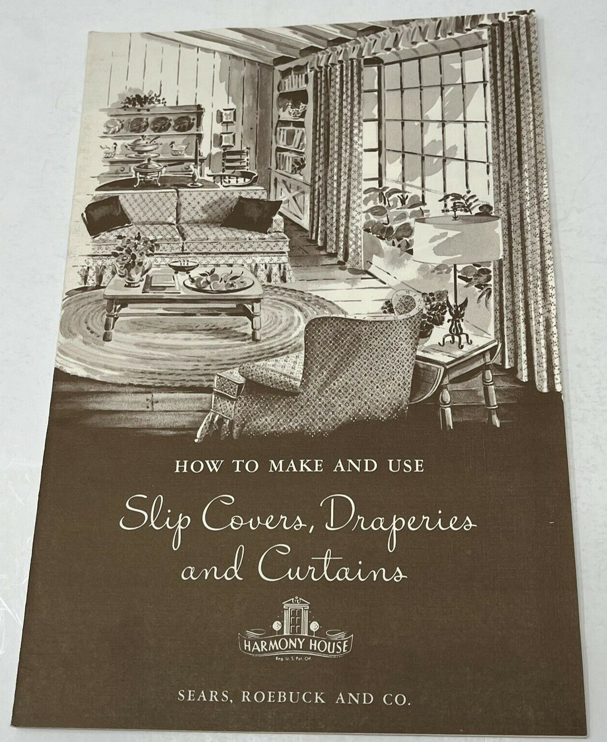 1956 Sears Harmony House How To Slip Covers Draperies Curtains Chart Illustrated