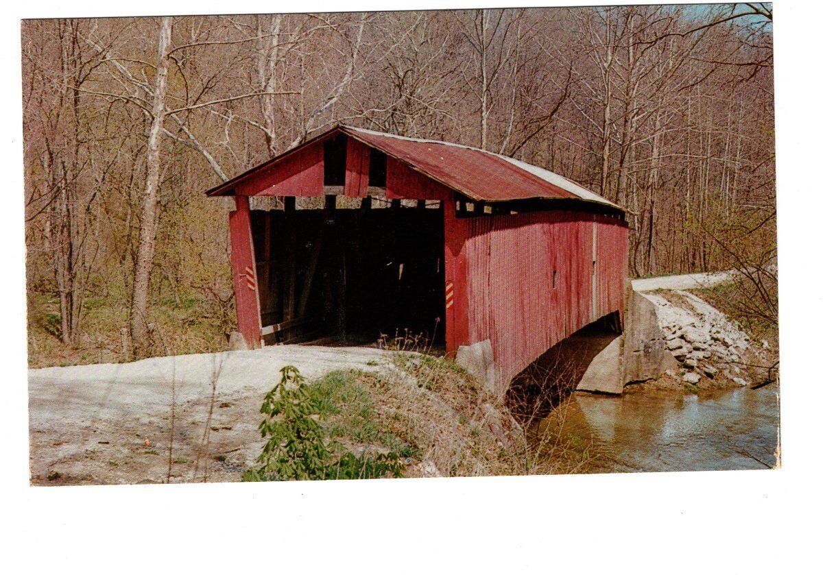 Vintage Putnam County Indiana Rolling Stone Coverd Bridge Unposted Postcard #463