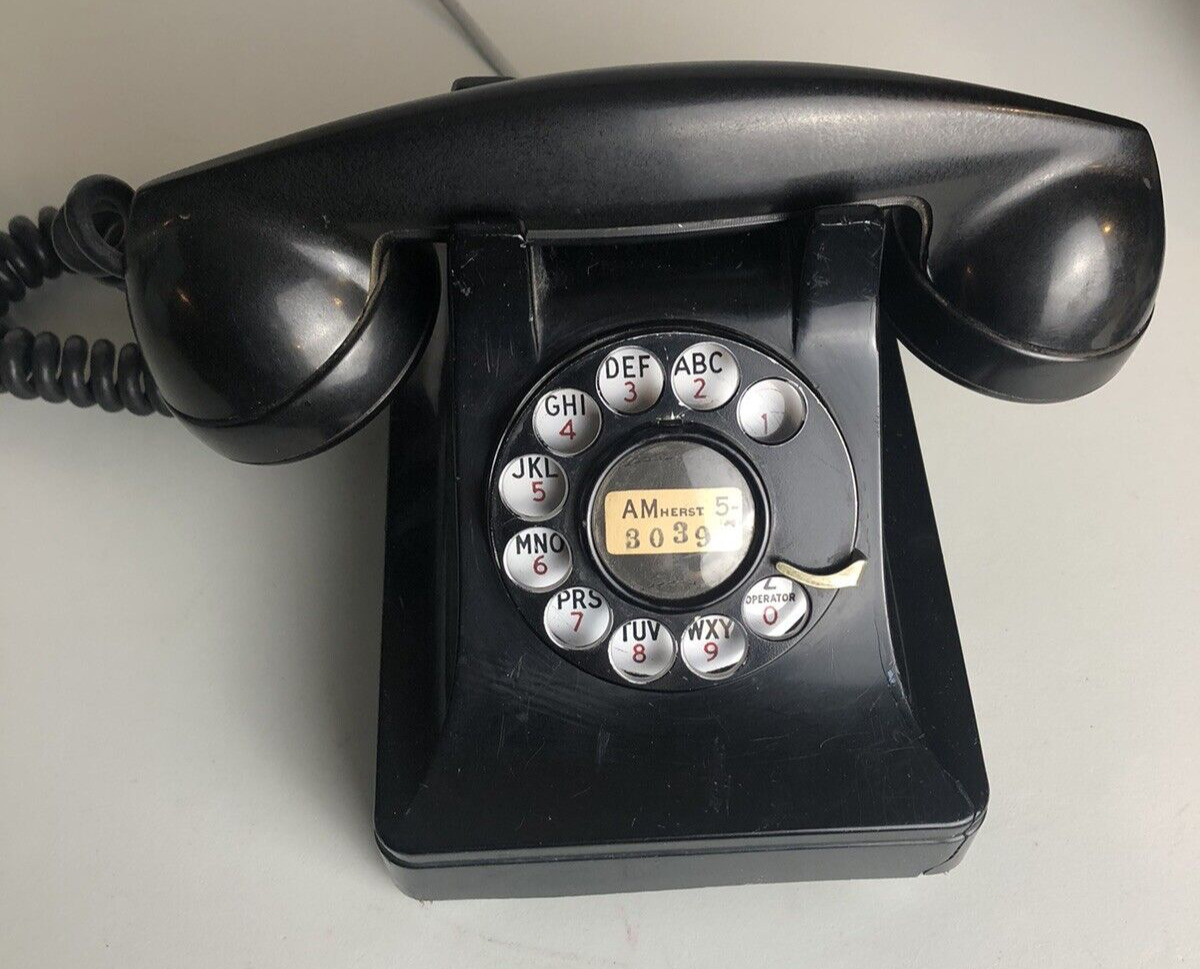 Vintage F1 Black Bakelite Bell System Western Electric Rotary Dial Phone, Works