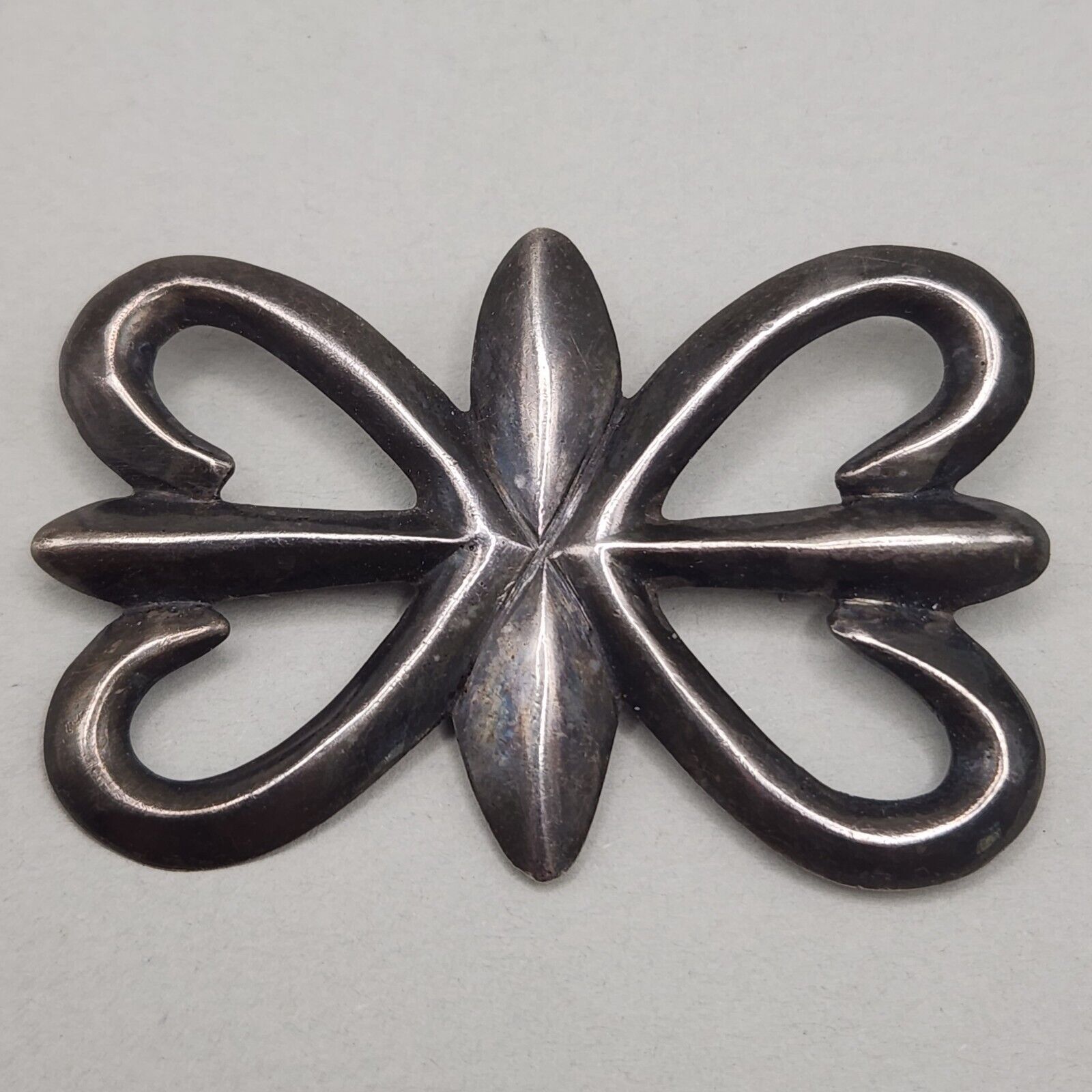 Vtg Navajo Tufa Cast Old Pawn Shield Brooch Silver Pin Native American Indian