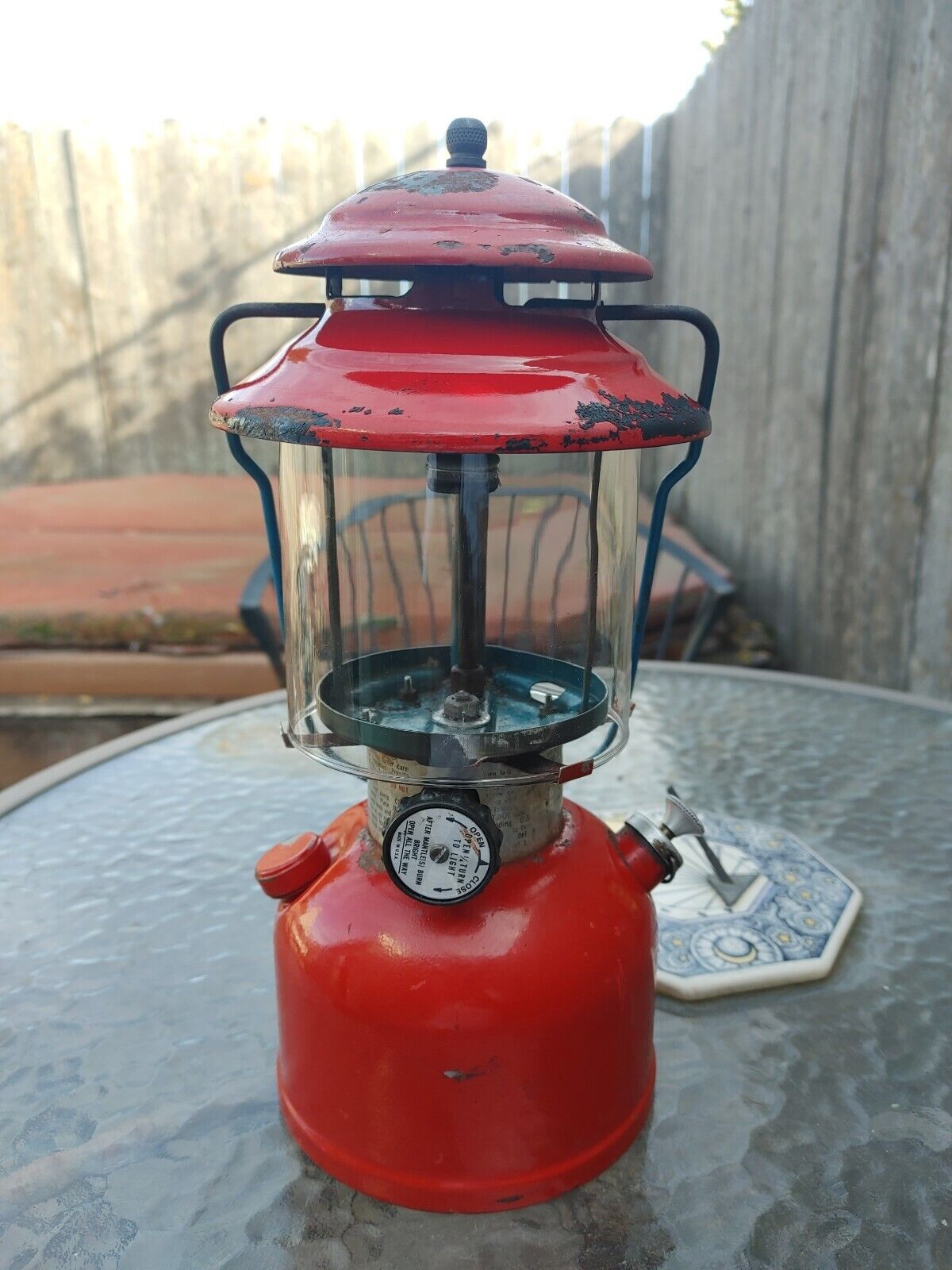 Vintage 1978 Coleman M 200 A Red Portable Camp Gas Lantern