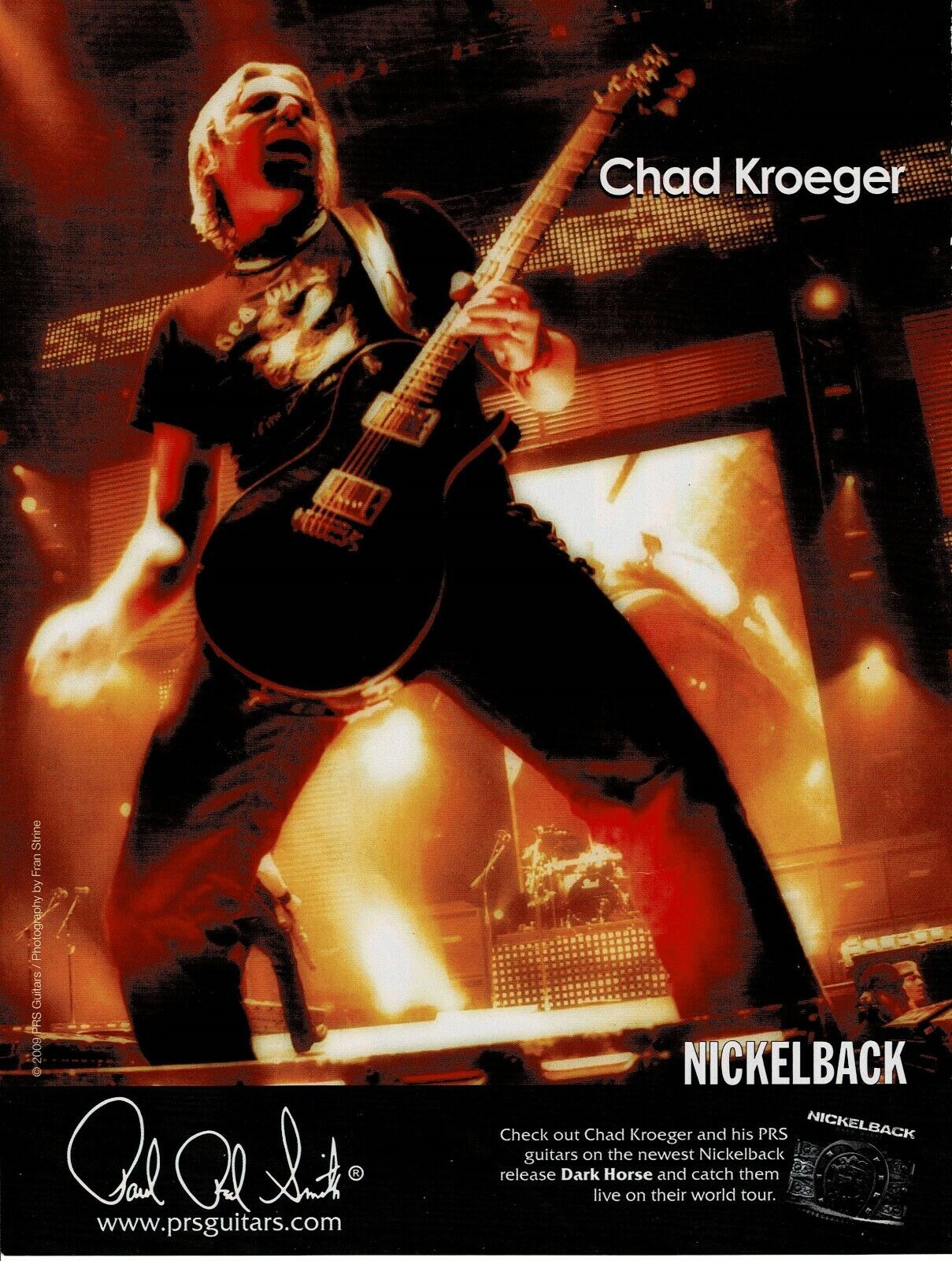 PRS Guitars - CHAD KROEGER of NICKELBACK - 2009 Print Ad