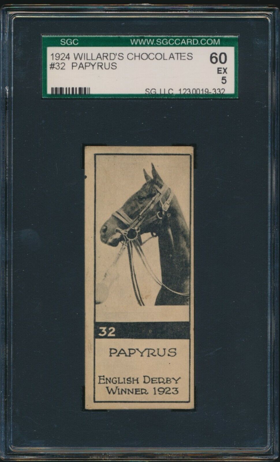 1924 V122 Willard\'s Chocolates SPORTS CHAMPIONS #32 PAPYRUS (Horse Racing) SGC 5