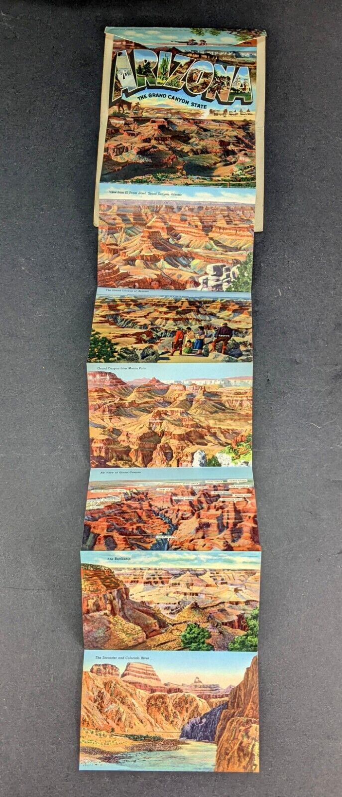 Vintage Grand Canyon Accordion Fold Out POSTCARD Picture Book Arizona 
