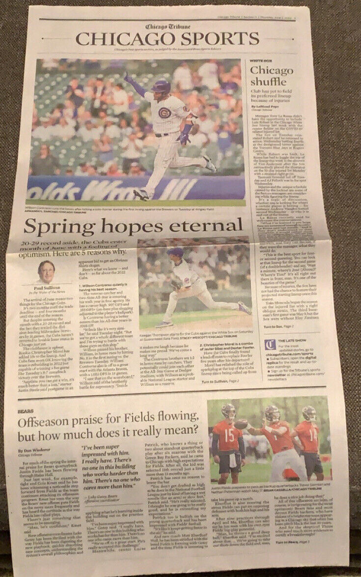 Willson Contreras Cubs Summer Preview - Chicago Tribune - June 2, 2022