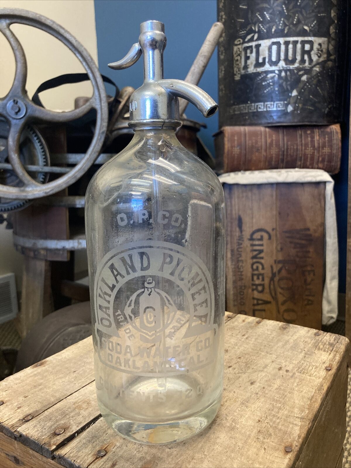 Vintage Glass Seltzer Soda Water Bottle Oakland Pioneer Soda Water California