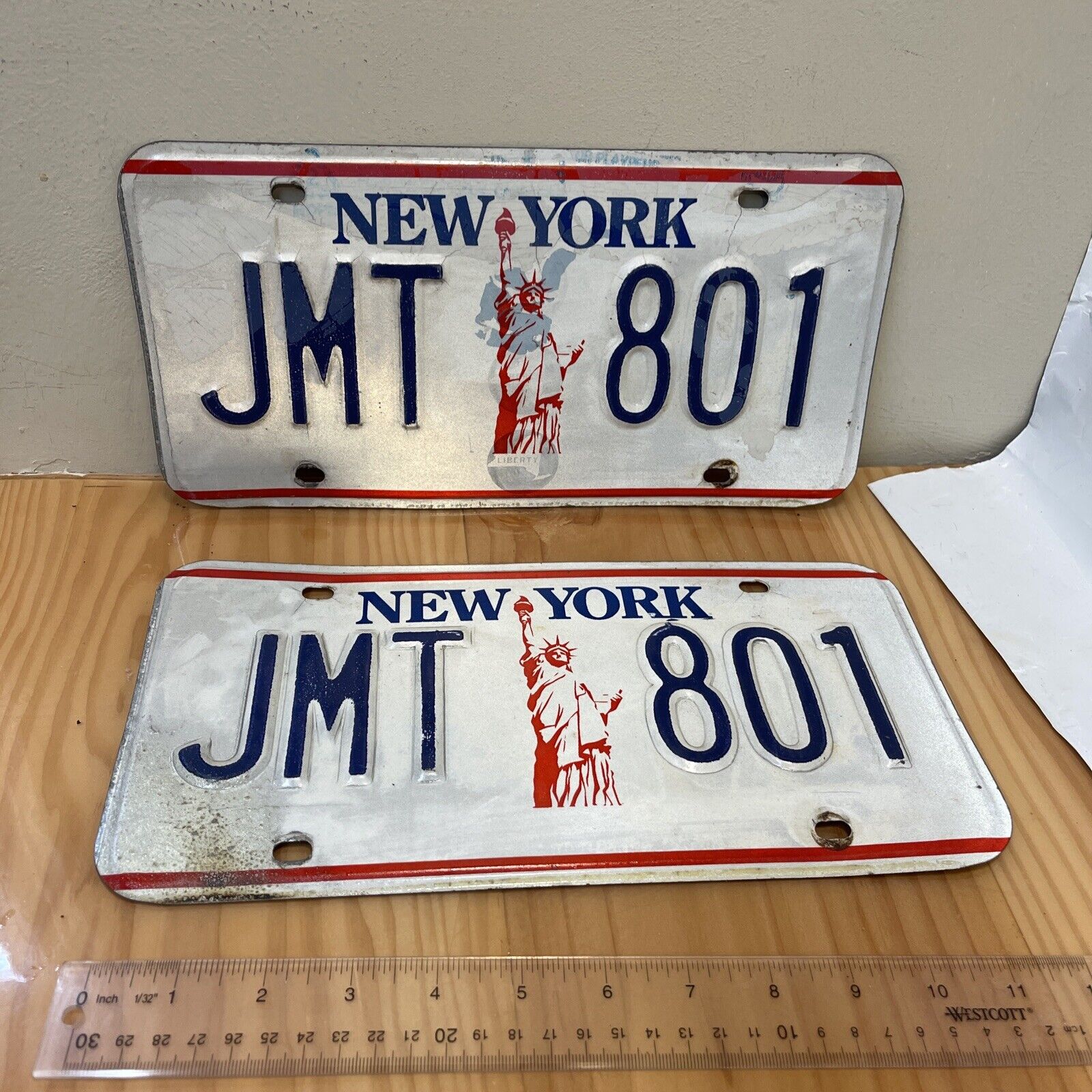 New York License Plates  from the 90’s PAIR JMT 801