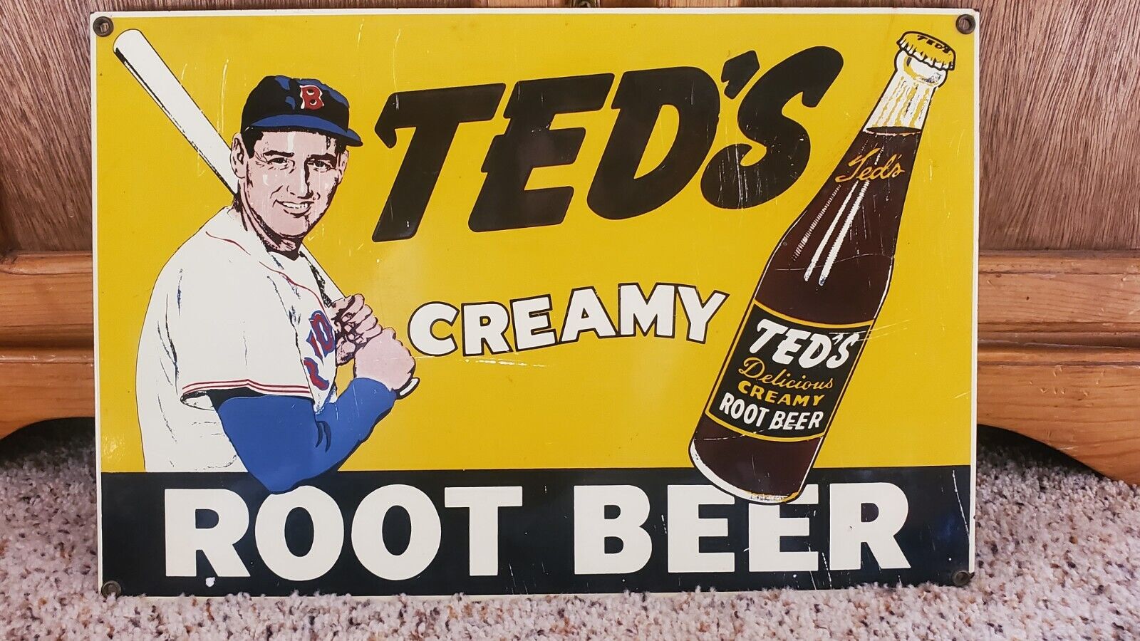 Ted\'s Creamy Root Beer Metal Sign Vintage 1950s Original Ande Rooneys 15\
