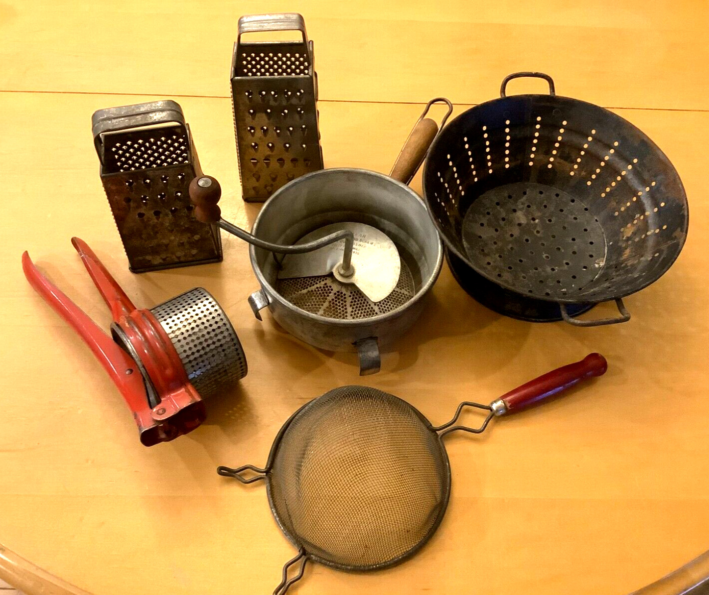 Vintage Kitchen Cookware Lot - Ricer - Strainer - Food Mill - Sifter - Graters