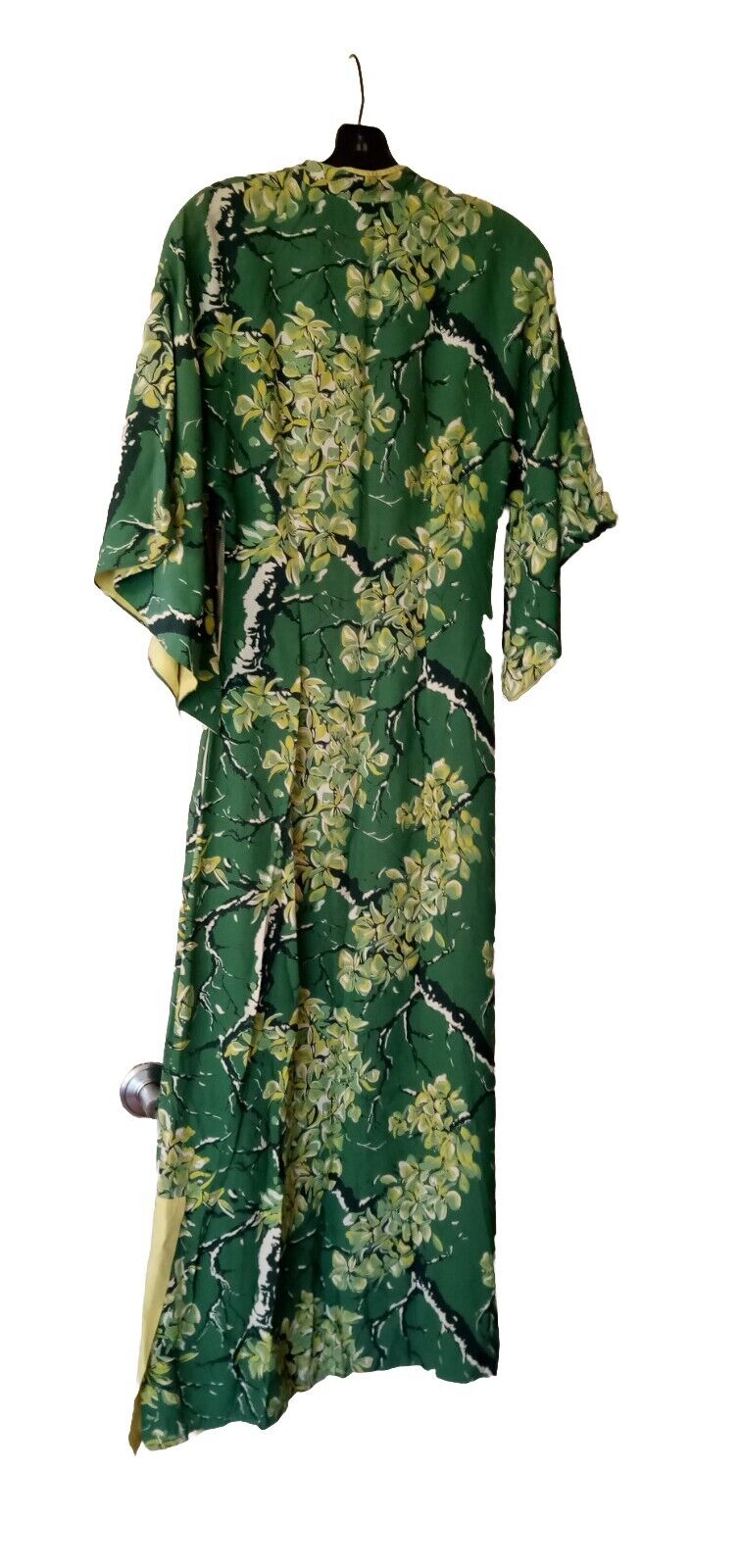  SILKY HAWAIIAN VINTAGE ANTIQUE DRESS 40\'S classic print pake mu