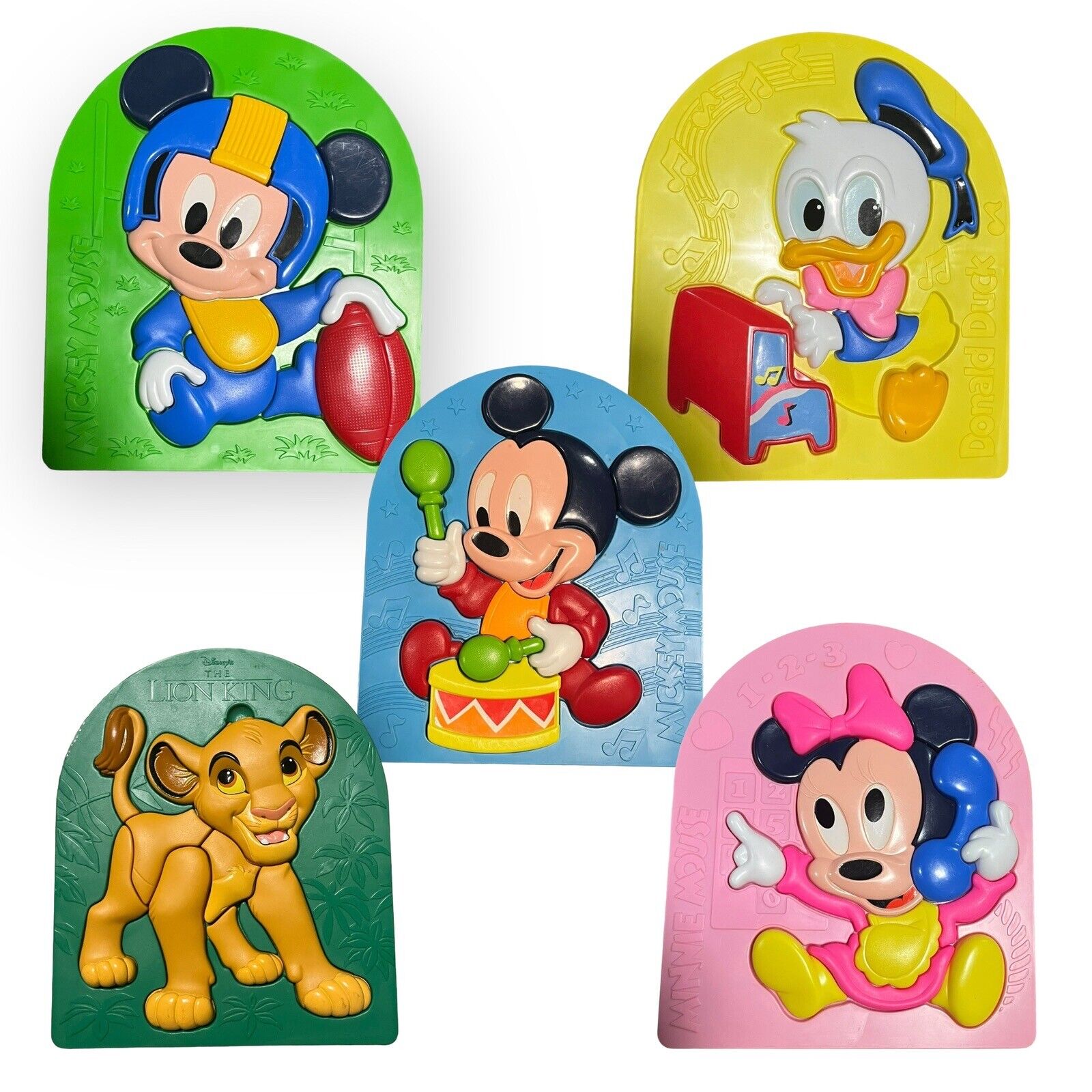 Disney 3d Puzzle Plastic Tray Baby Toy Vintage (c)1984 - Lot Of 5 Puzzles