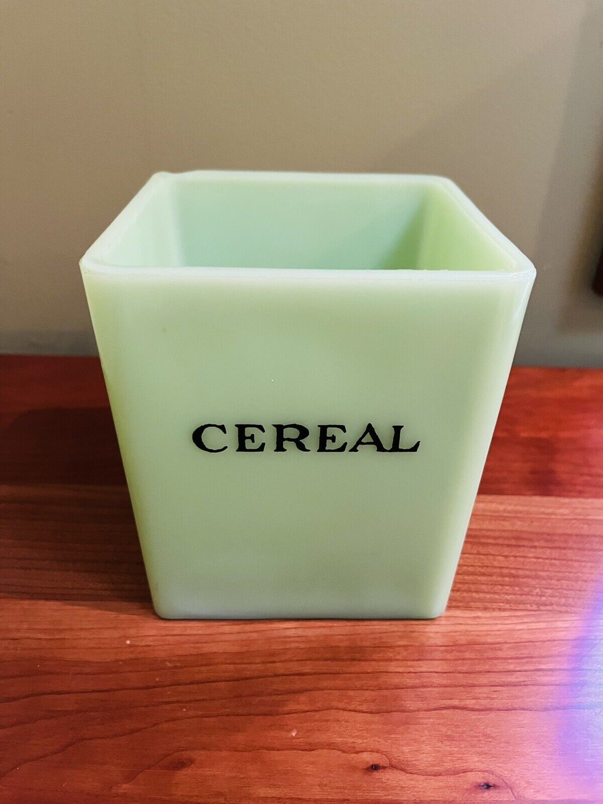Vintage 48 Ounce Jadeite CEREAL Canister