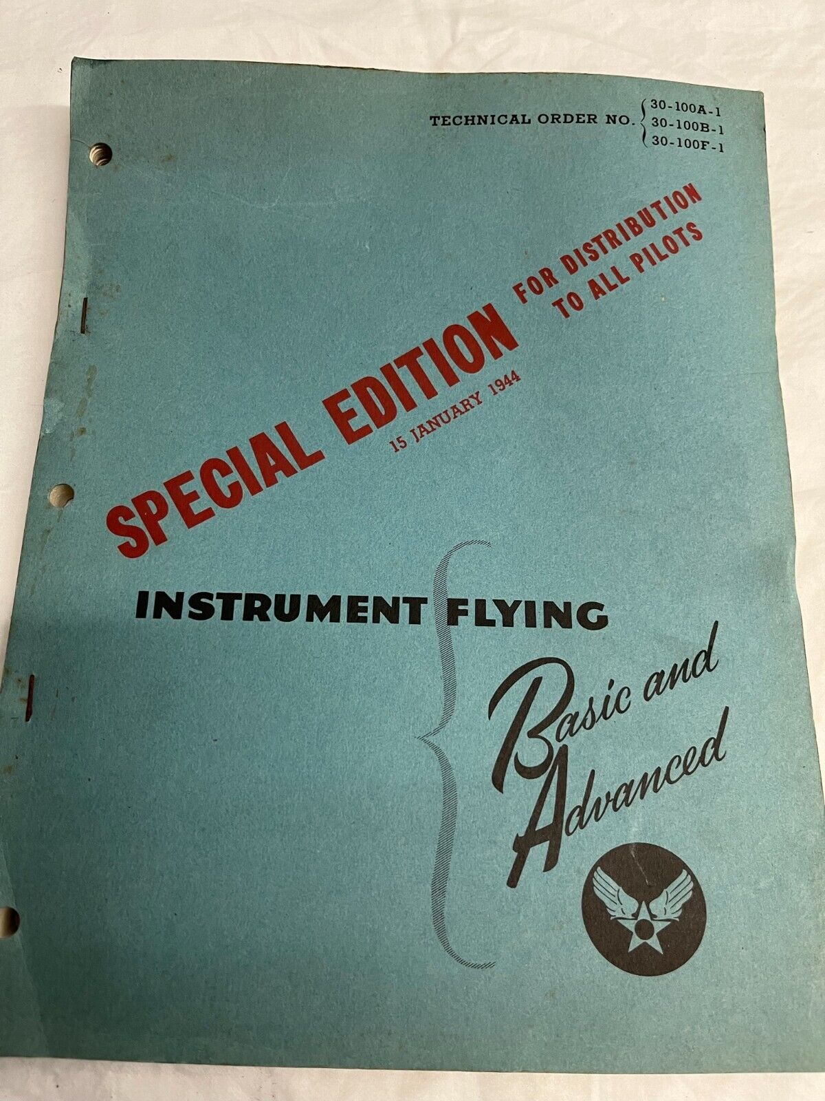 1944 INSTRUMENT FLYING Special Edition T.O. No. 30-100A-1 UNIQUE RARE VINTAGE