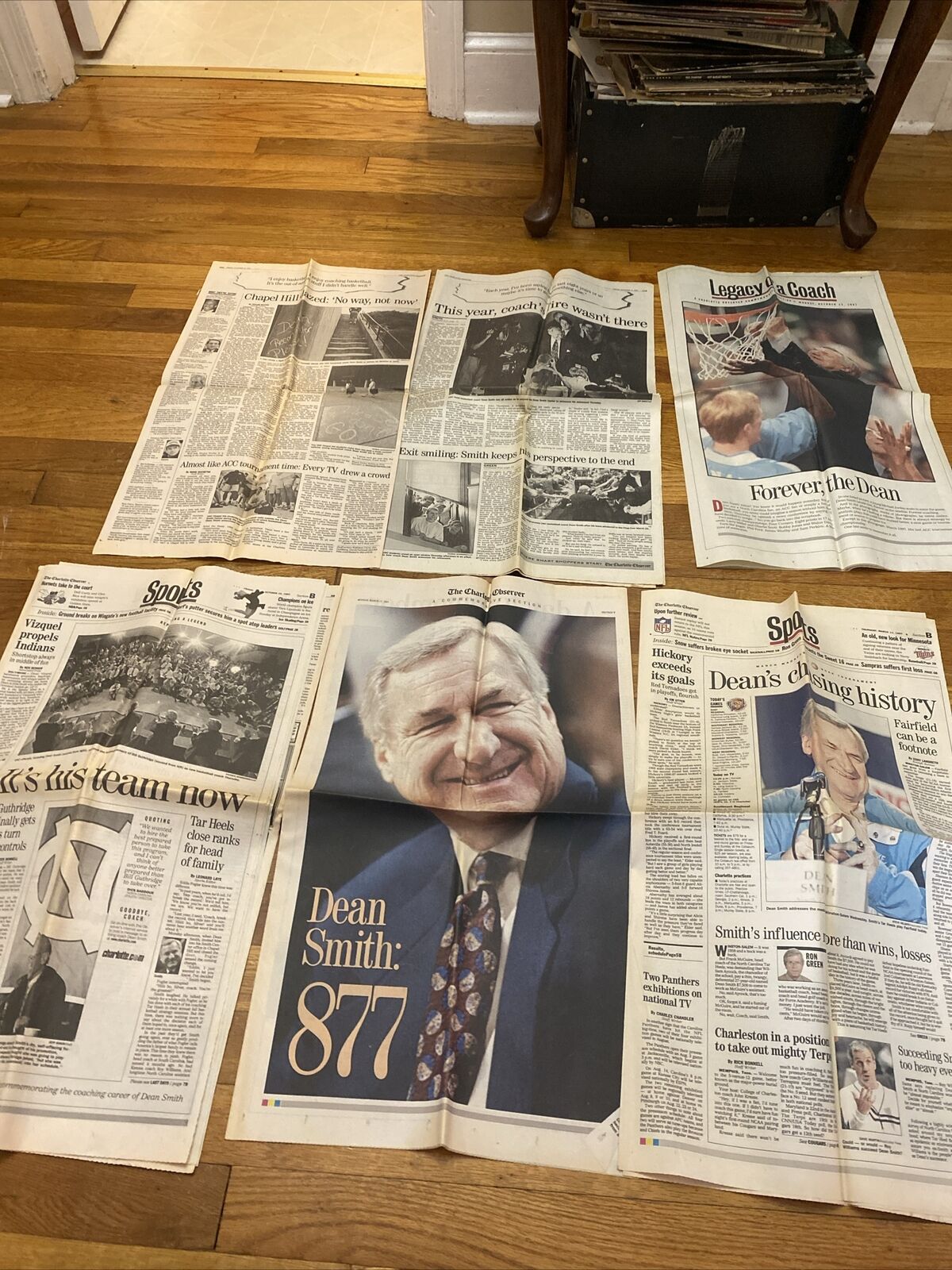 UNC Basketball Dean Smith Retirement Newspapers Charlotte Observer Originals