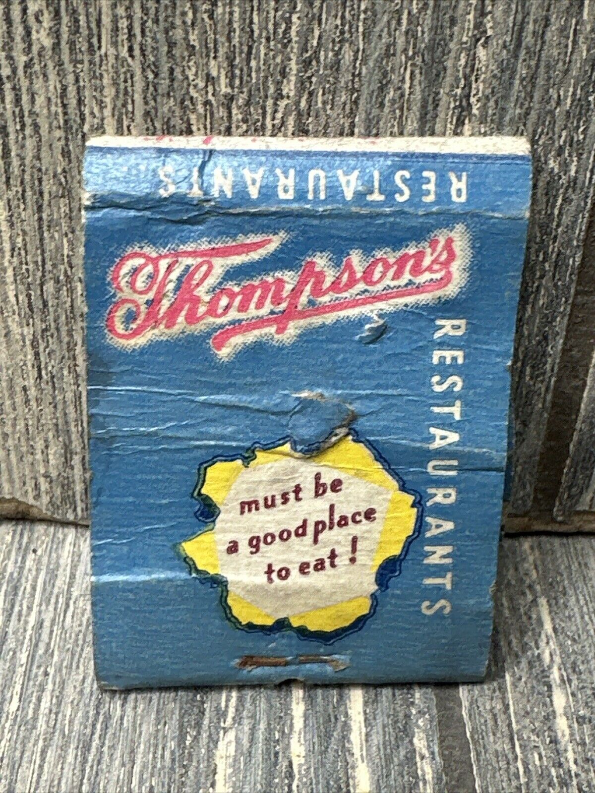  Vintage Thompson\'s Restaurants  Matchbook Advertisement