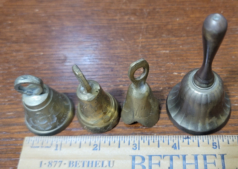 Lot of 4 Vintage Small Brass Bells India Crafts Decoration