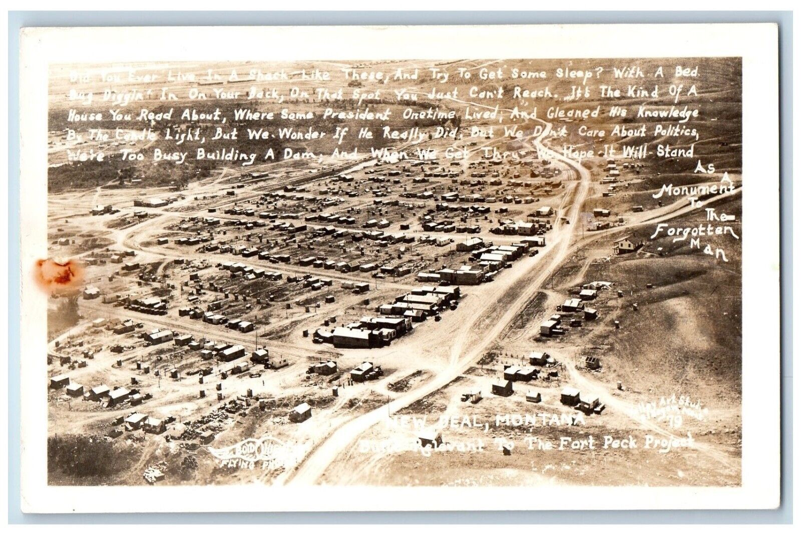 New Deal Montana MT Postcard RPPC Photo The Fort Peck Project c1940\'s Vintage