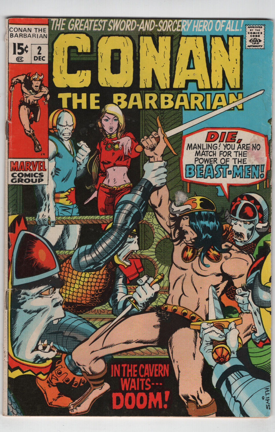CONAN THE BARBARIAN #2 1st Bondage Cover Marvel Comics 1 1970 Roy Thomas