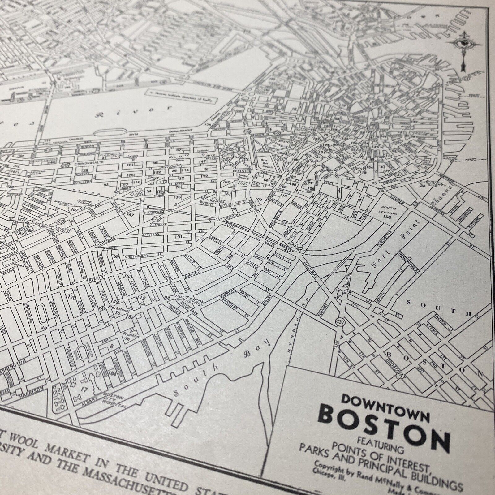 1940's Boston Mass. atlas Map Vintage