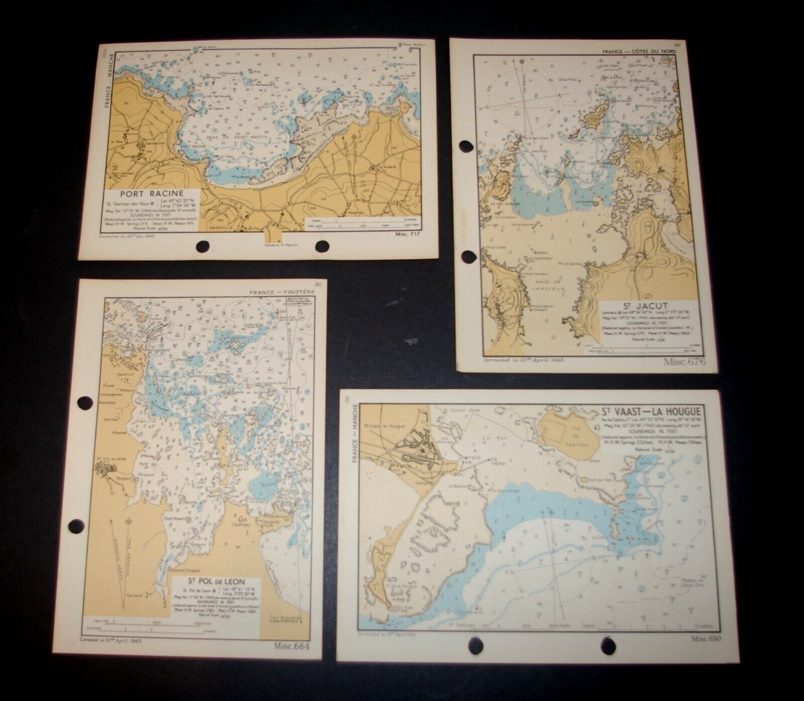 WW2 OVERLORD 4 Planning maps for D-day invasion of FRANCE - 1943 PORT RACINE