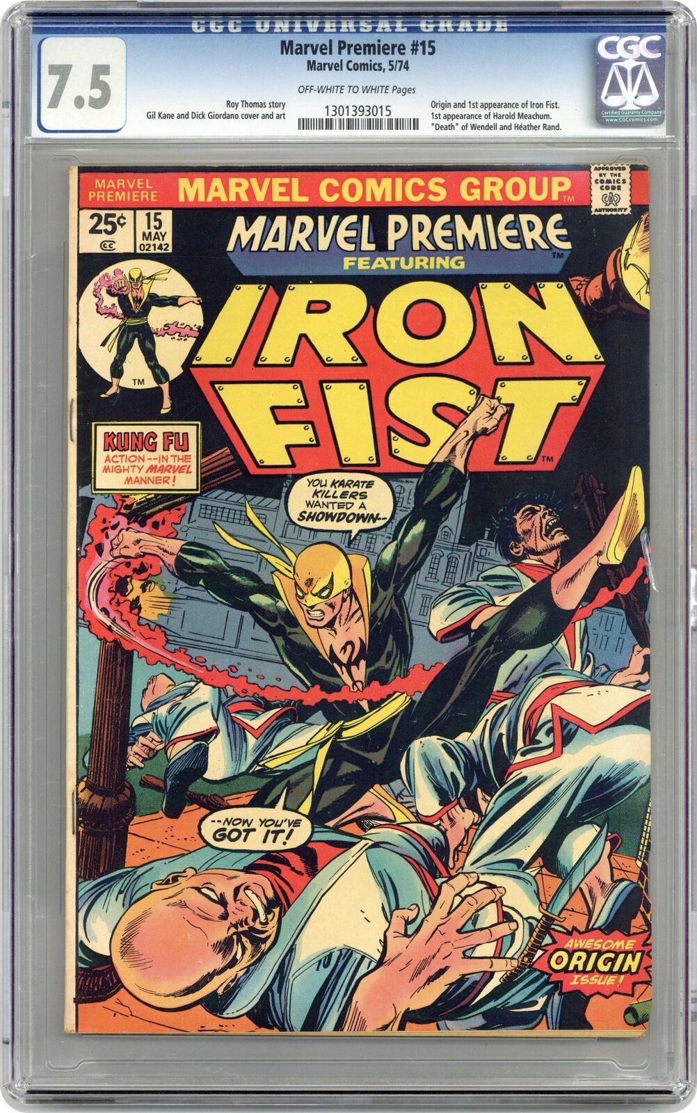 Marvel Premiere #15 CGC 7.5 1974 1301393015 1st app. and origin Iron Fist