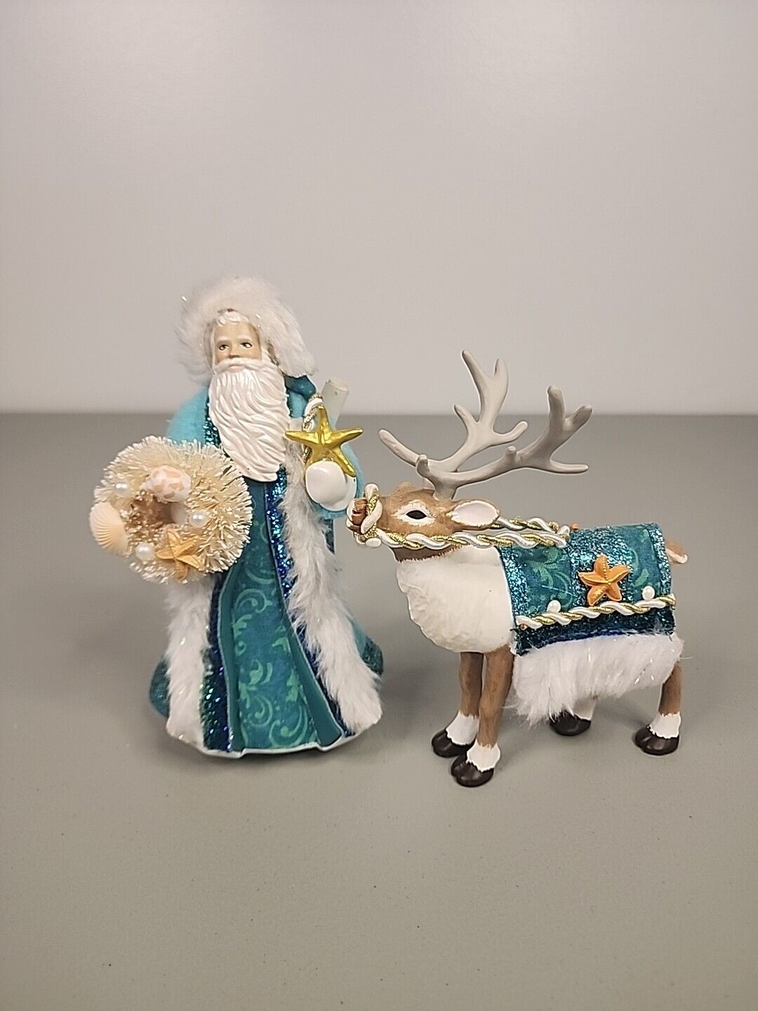 Hallmark 2021 Father Christmas Reindeer Limited Quantity Ornament Set Of 2 Blue