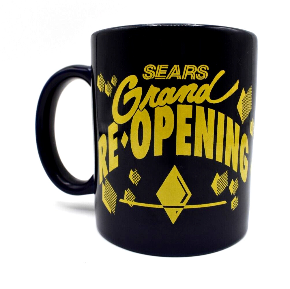 1993 Vintage Sears Blue Coffee Mug 11 oz Sears Grand-Reopening, Cobalt Blue