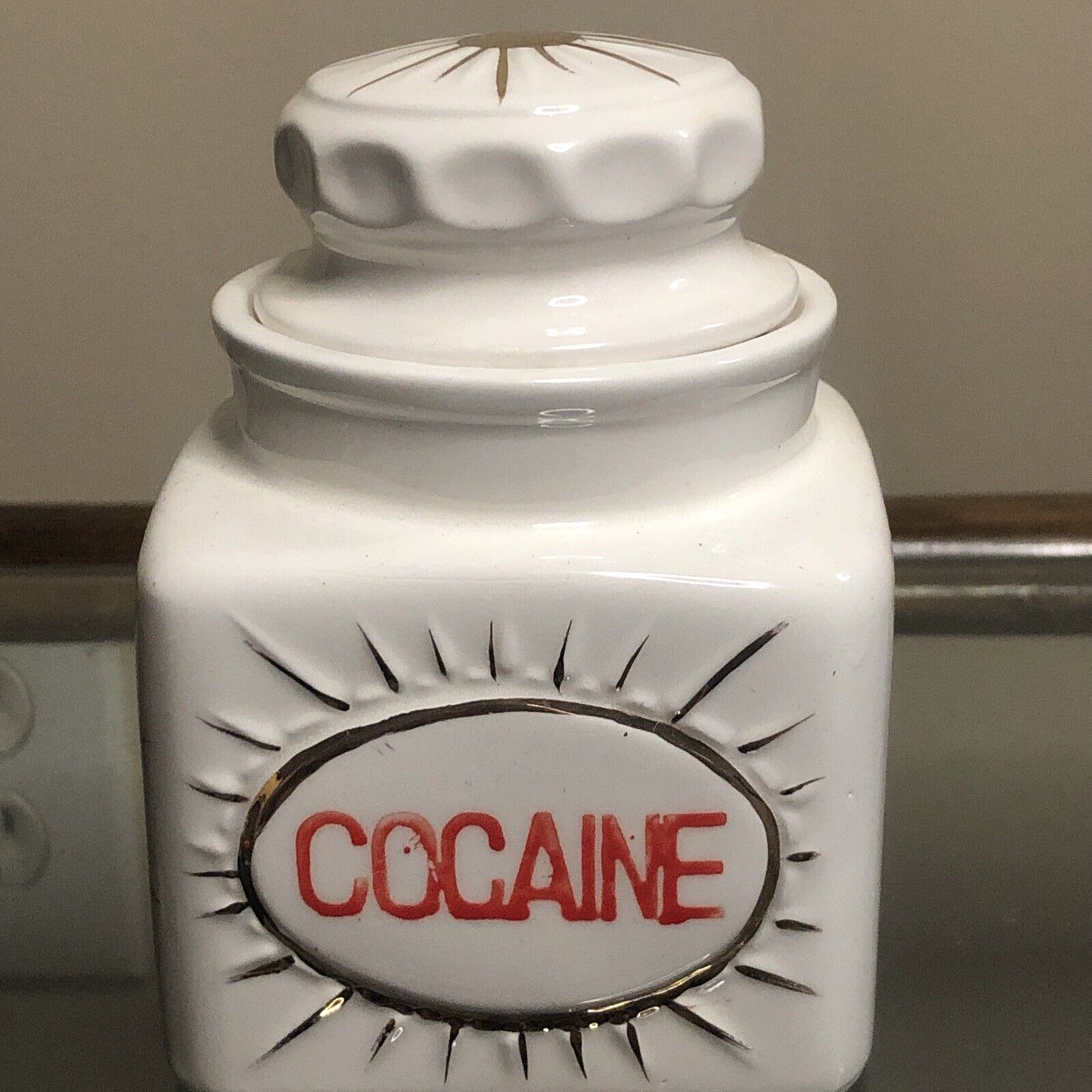 Vintage Apothecary Canister Jar Medial Store Cocaine