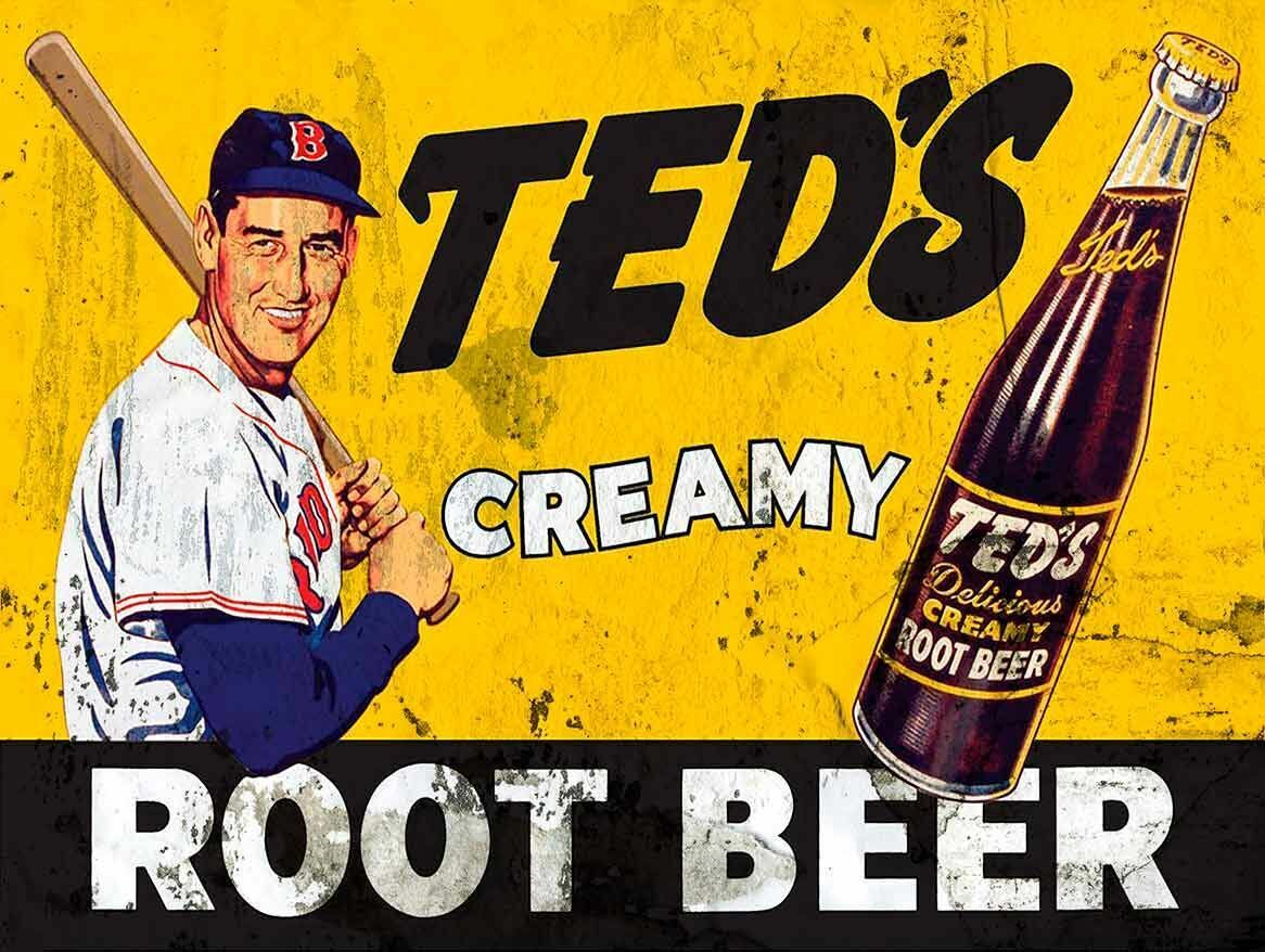 TED\'S CREAMY ROOT BEER TED WILLIAMS HEAVY DUTY USA MADE METAL ADVERTISING SIGN