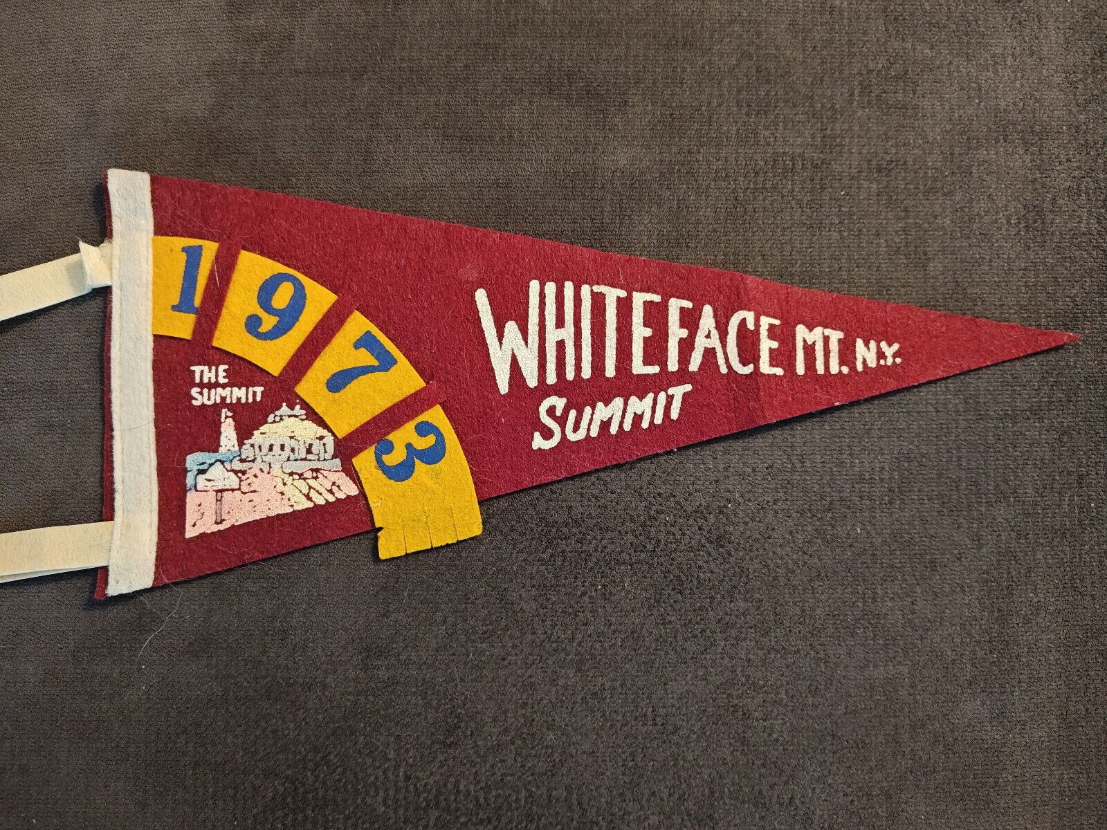 1973 Whiteface Mountain NY Summit Felt Souvenir Pennant 12”