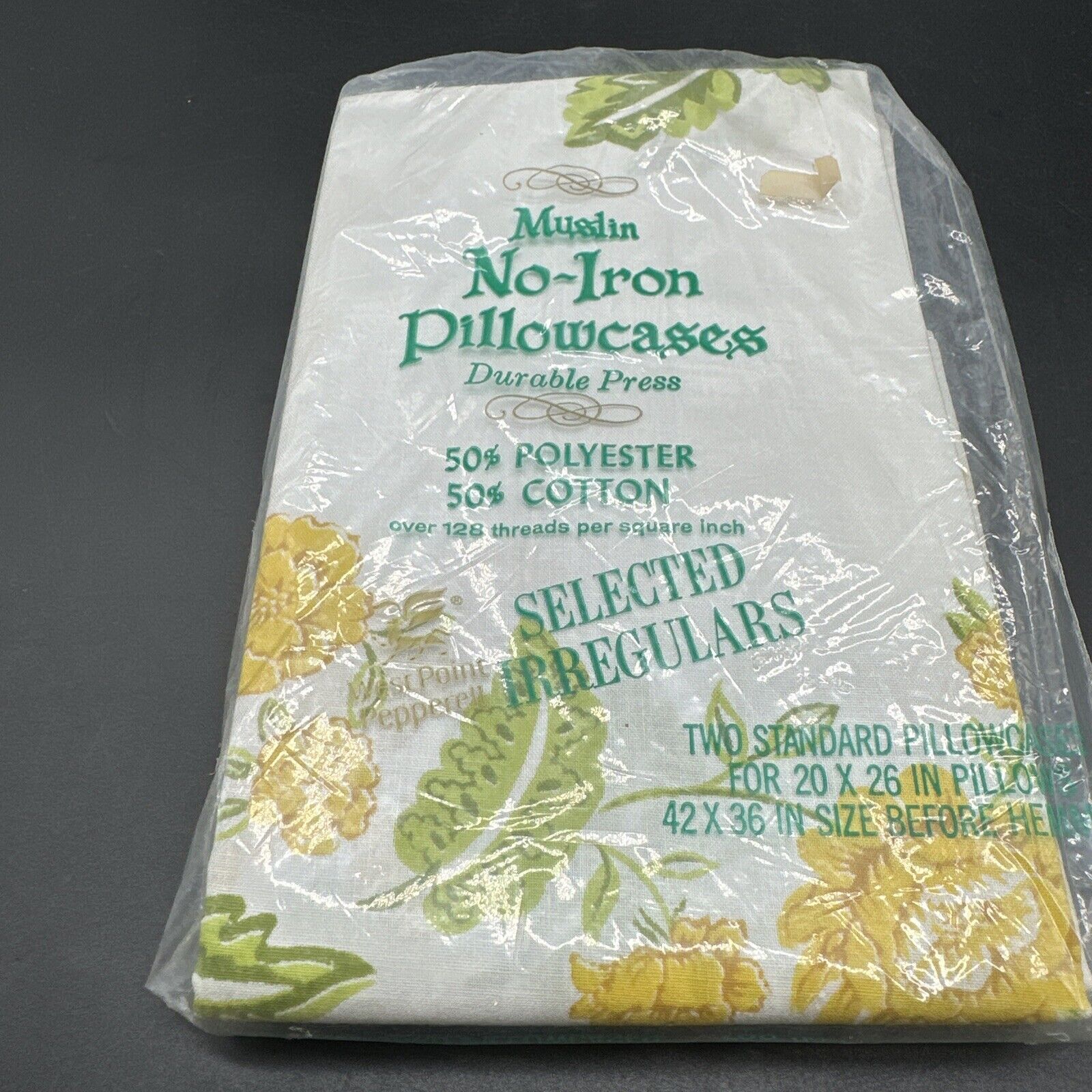 Vintage West Point Pepperell Muslin No Iron 50/50 Selected Irreg Pillow cases.