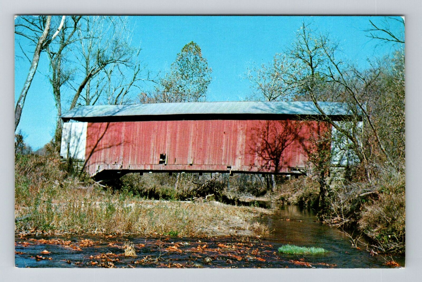 Mansfield IN-Indiana, Big Rocky Fork Covered Bridge, Vintage Postcard