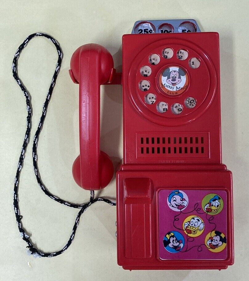 Rare Disney Hasbro 1960s Mickey Mouse Club Talking Telephone Red Vintage Record