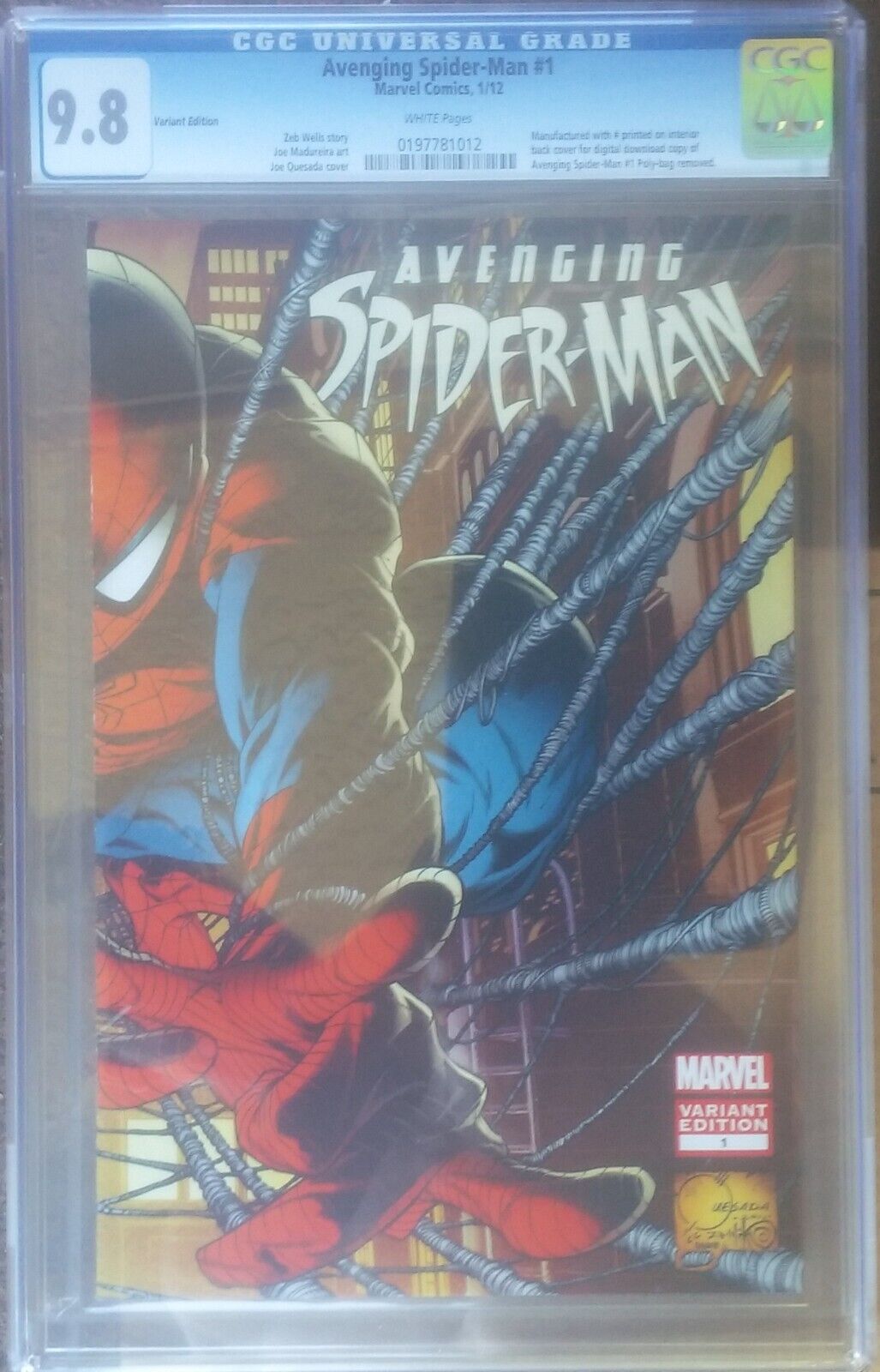 cgc 9.8 Avenging Spider-Man #1 1:50 Variant Joe Quesada cover