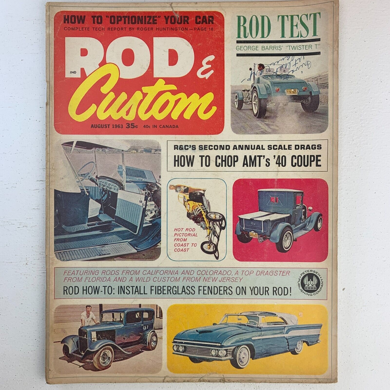ROD & CUSTOM August 1963 AMT \'40 Coupe George Barris Twister T