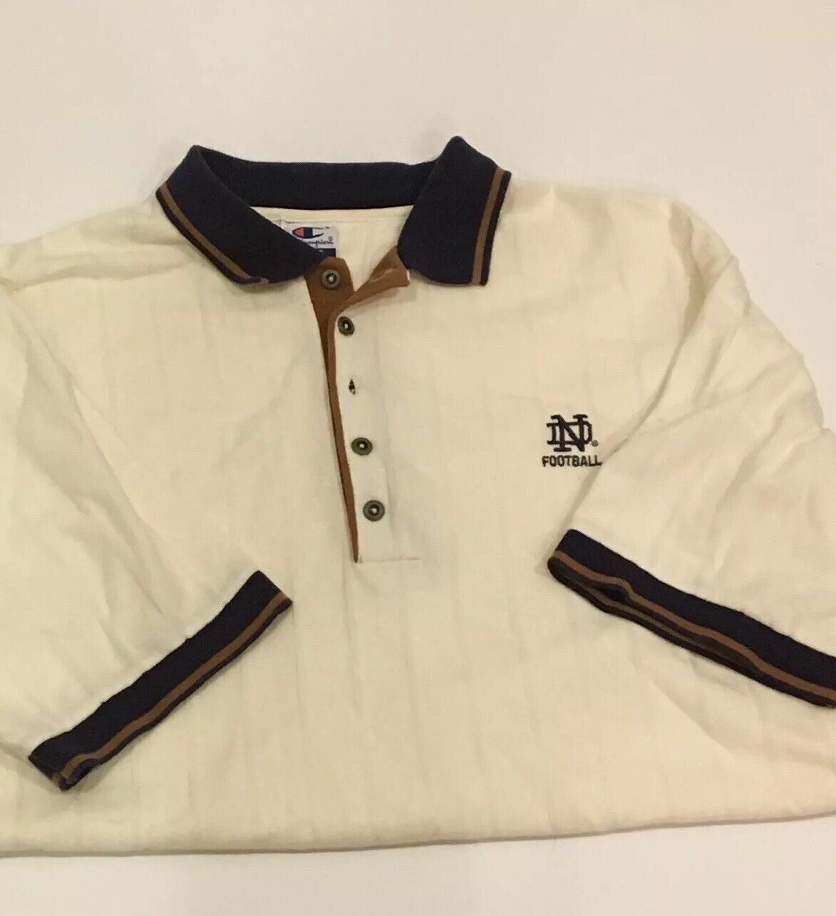Authentic Champion Notre Dame Polo Shirt Sz Large
