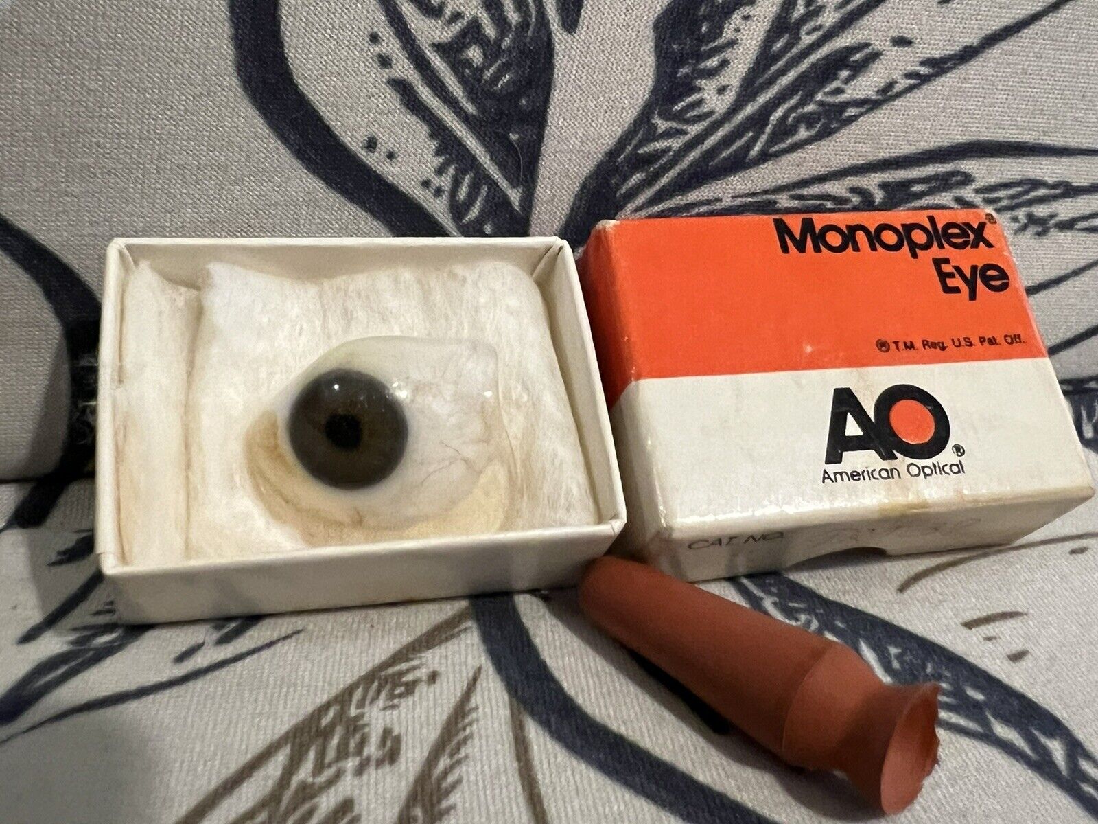 Vintage American Optical Monoplex Prosthetic Eye Actual Glass RARE W/Orig. Box