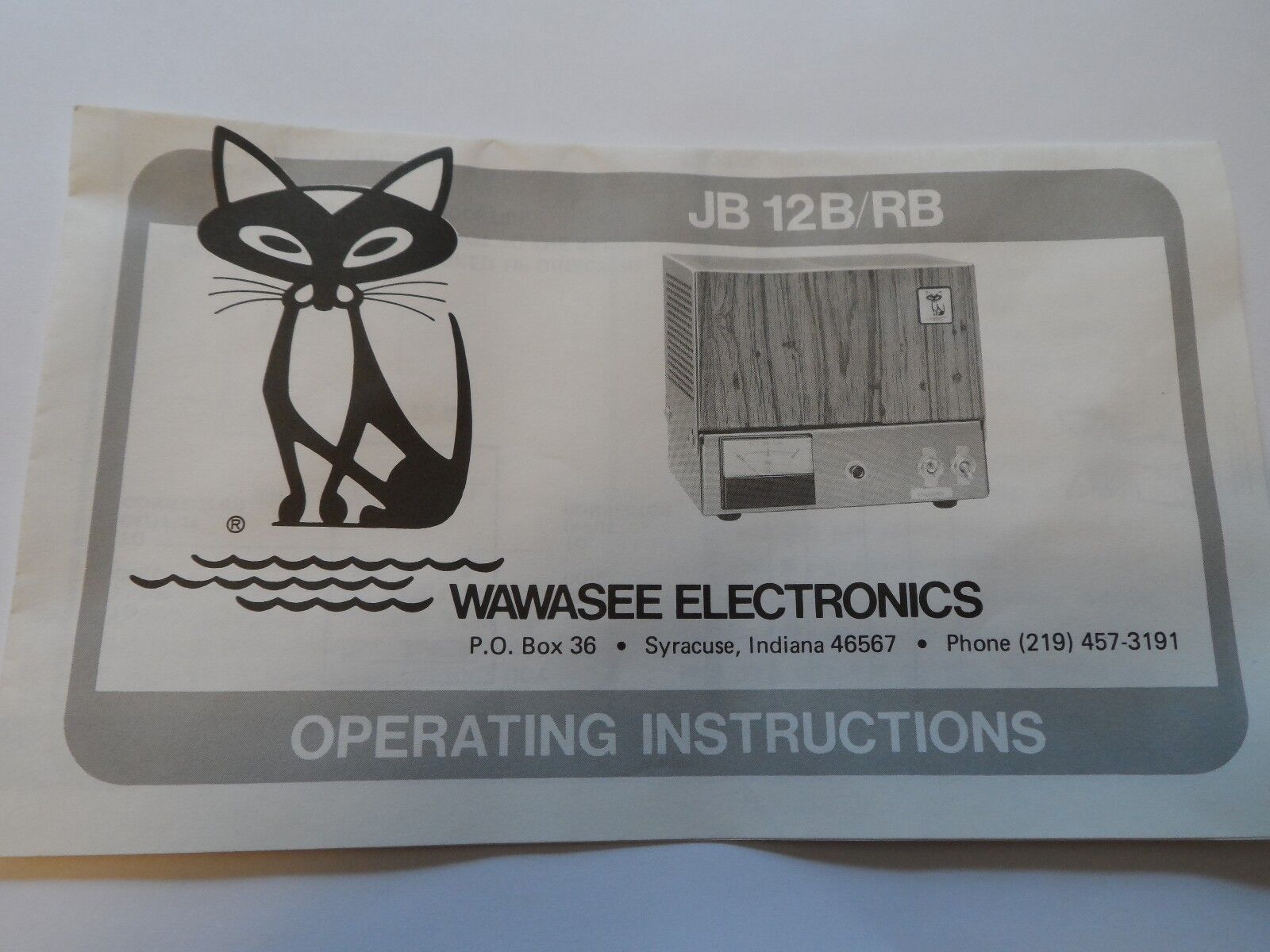 Wawasee Black Cat JB-12 Operating Instructions Schematics & Schematics for JB150