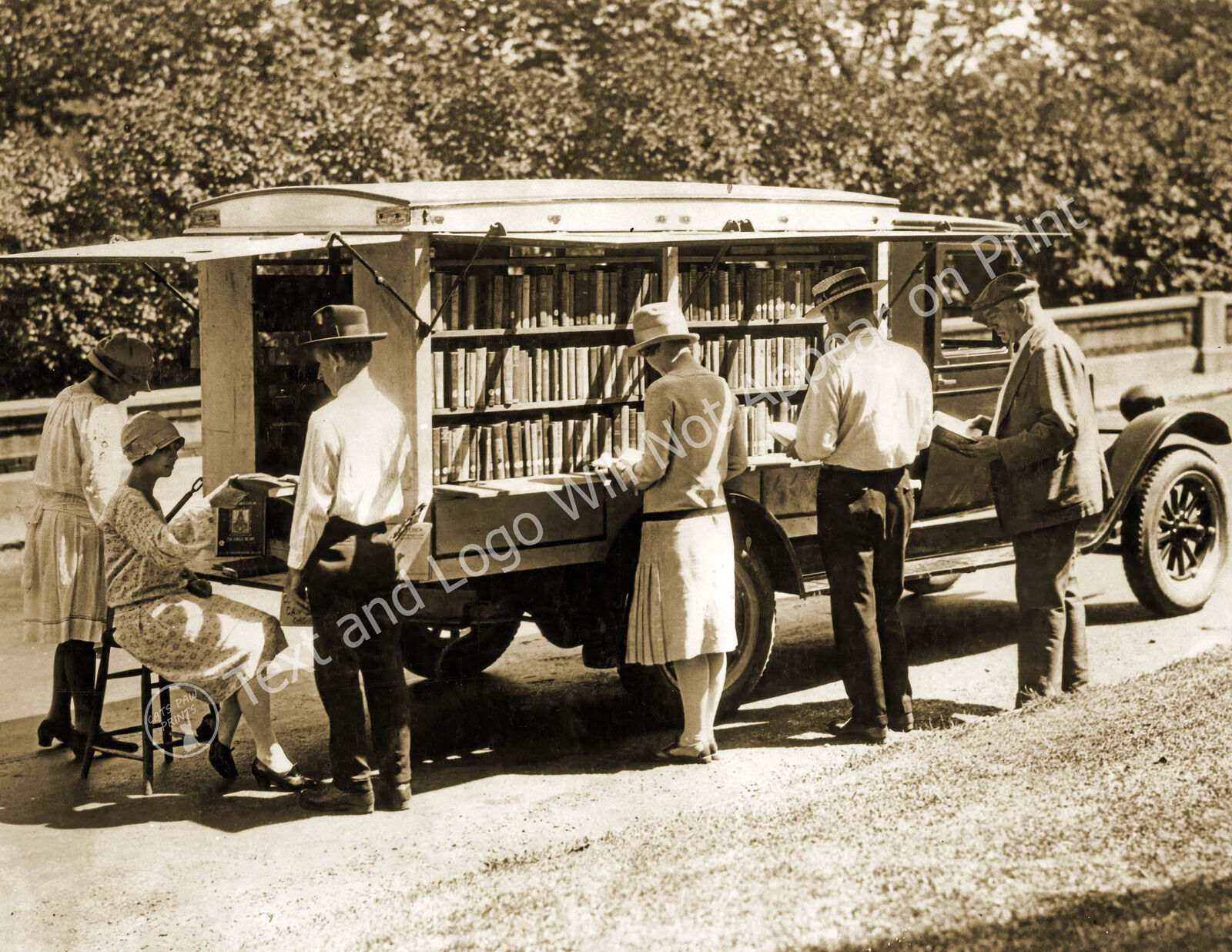 Book Mobile, Cincinnati & Hamilton, Ohio Vintage Old Photo Reprint