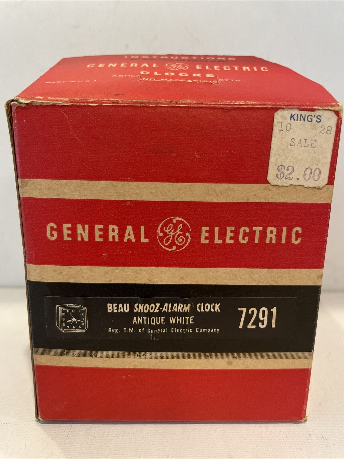 BOX ONLY for General Electric Beau Snooz Alarm Clock Model 7291  Orig Price Tag