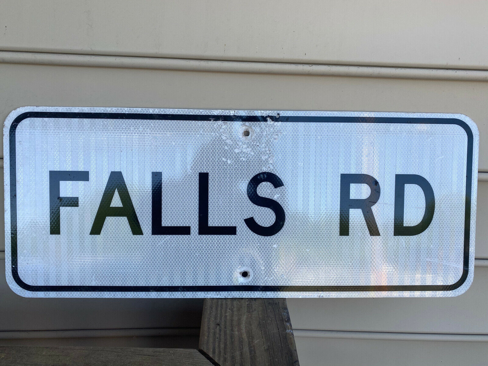 Falls Rd Metal Transportation Street Road Sign Reflective White/ Black 12\