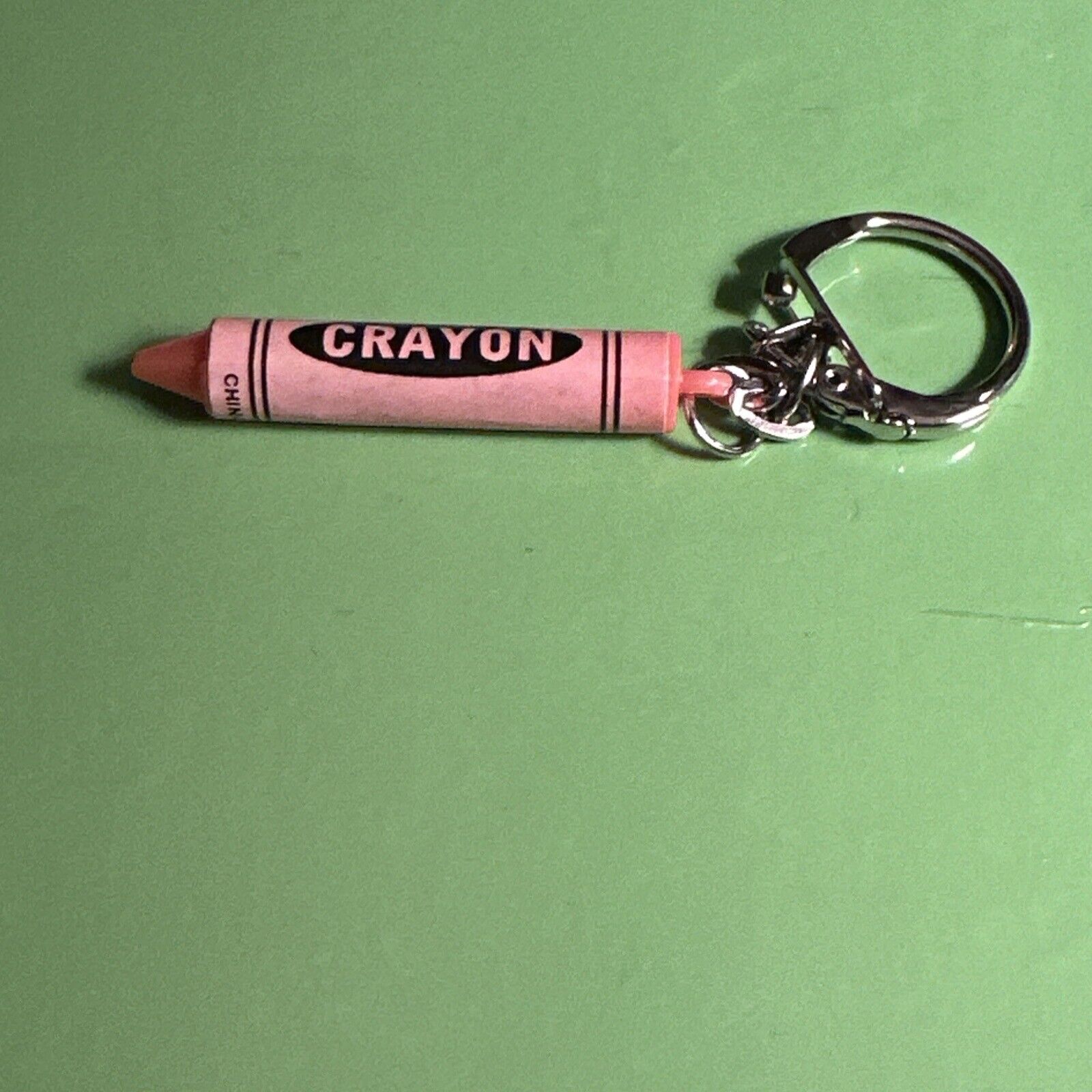 Vintage Pink Crayon Keychain Key Ring Chain