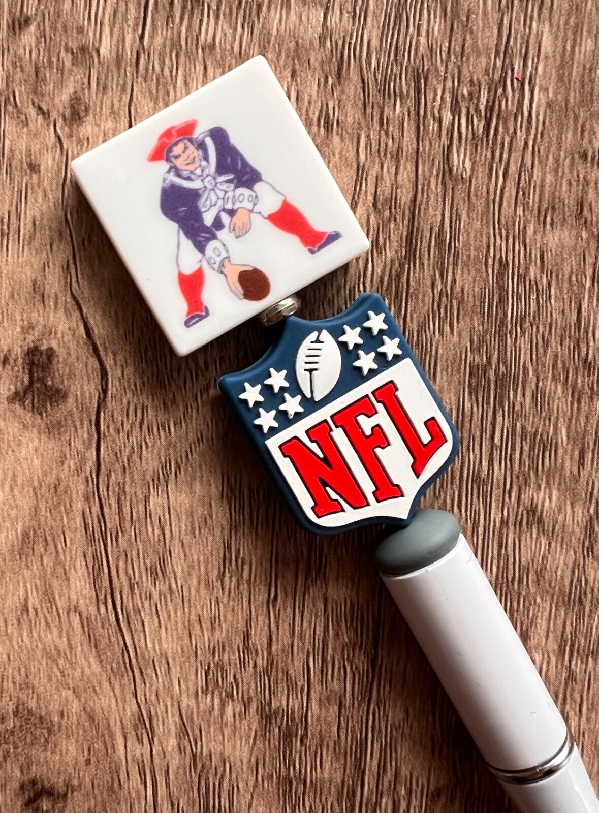 Football pens NFL throwback logos. Patriots & Buccaneers. Gift. Collect.