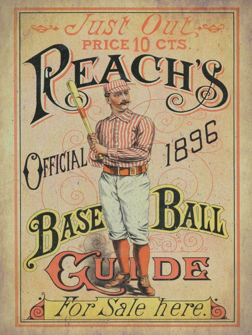 REACH'S OFFICIAL 1896 BASEBALL GUIDE HEAVY DUTY USA MADE METAL ADVERTISING SIGN