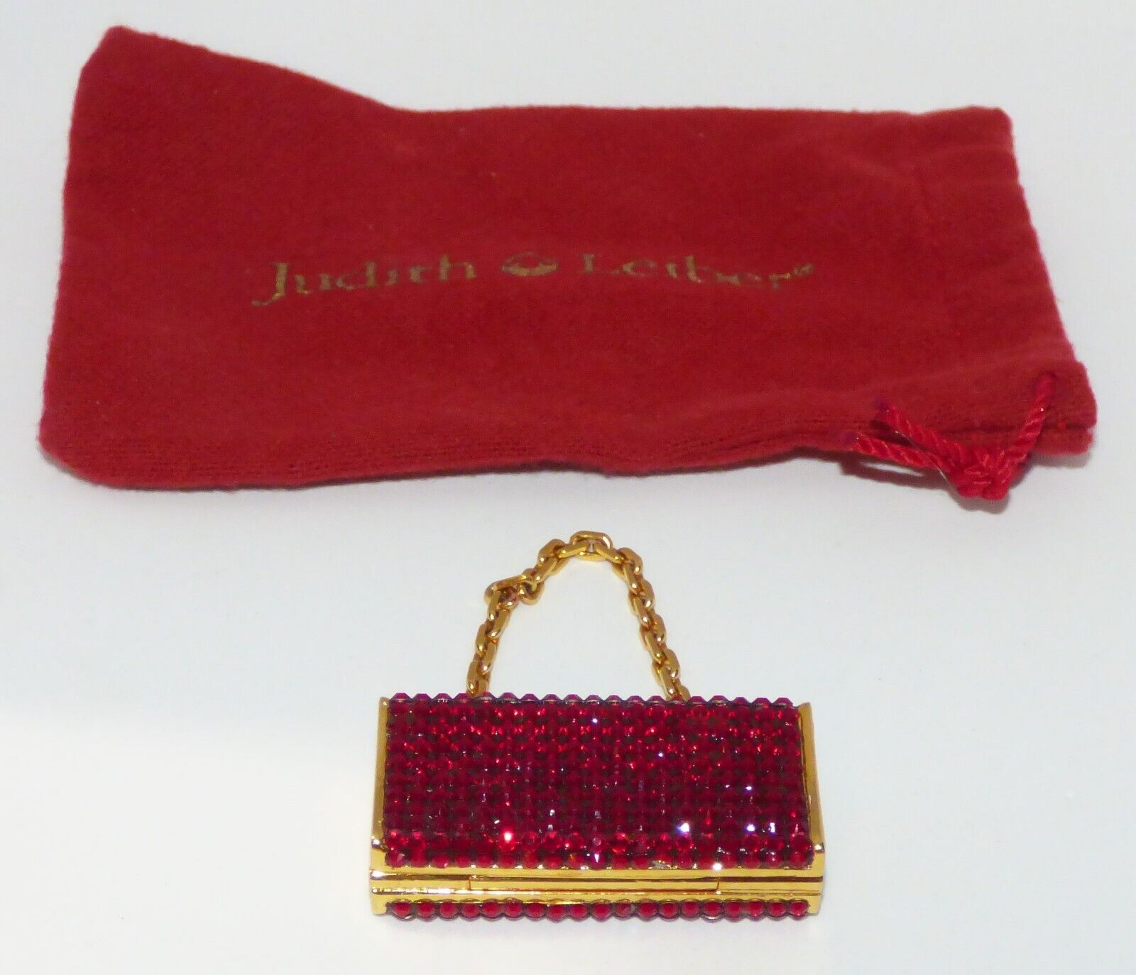 Rare Judith Leiber Red Solid Perfume Compact with Mirror