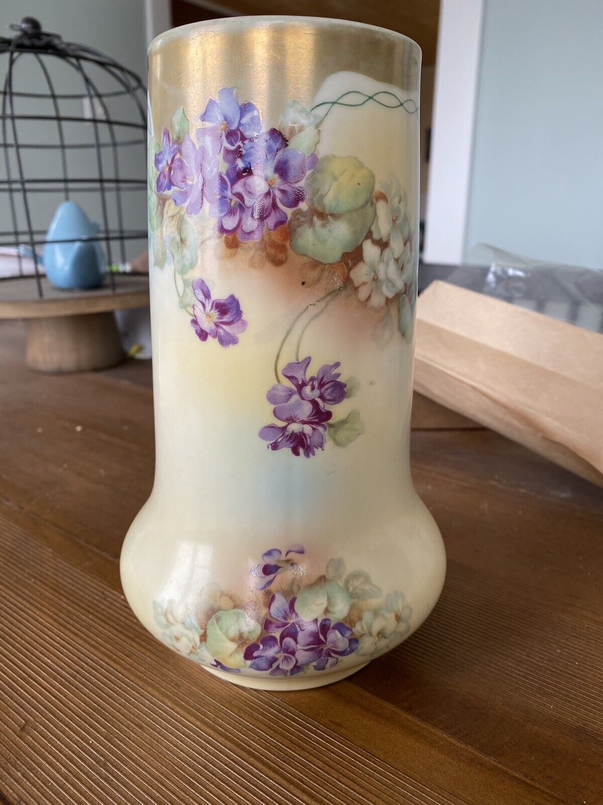 Antique MZ Austria Hand Painted Vase With Violets