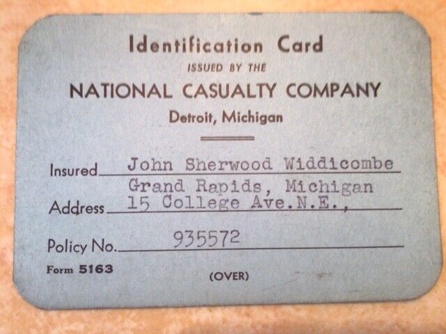 ODD Pre-war National Casualty Company, Health Insurance card, RARE & Unusual