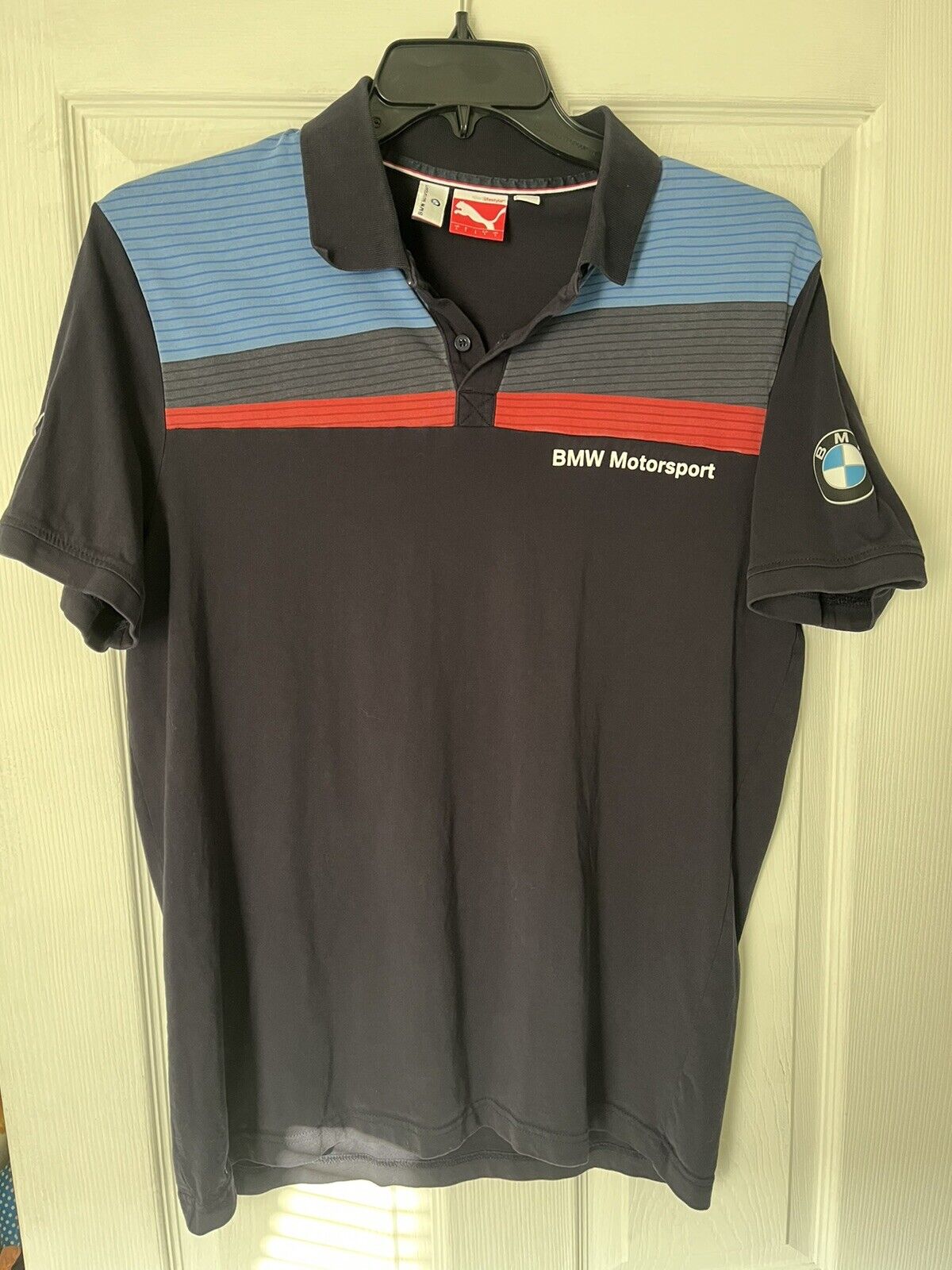Mens BMW Polo Shirt (L) by Puma Adult Large Blue Motorsport Short Sleeve