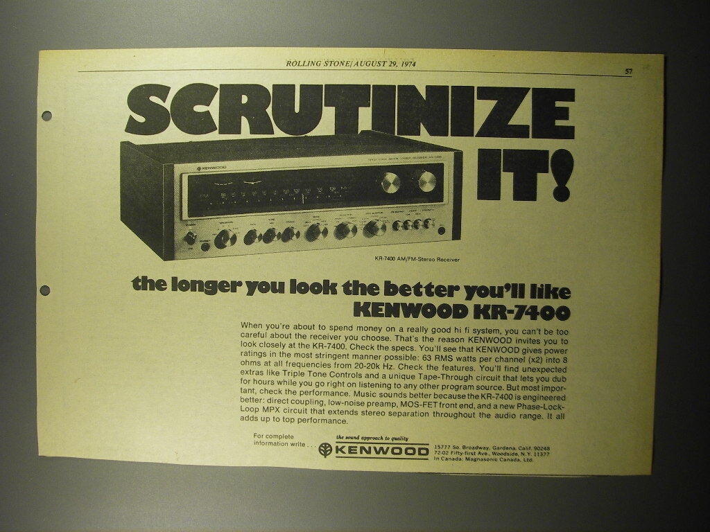 1974 Kenwood KR-7400 Receiver Advertisement - Scrutinize It