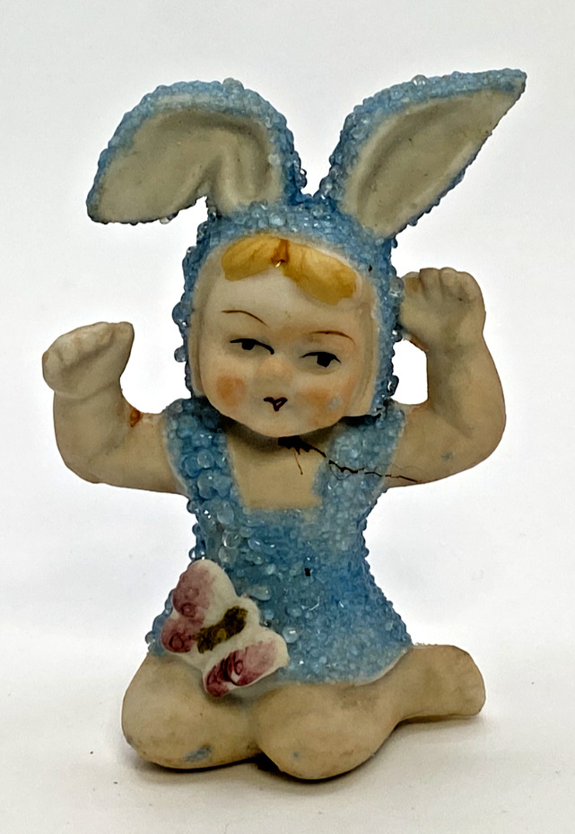 1940's Sugar Bunny Baby Blue with Gold Butterfly Easter (formerly repaired